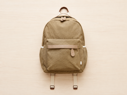 Welcomenest Walnut personalised backpack — deep brown hand-embroidered kids bag