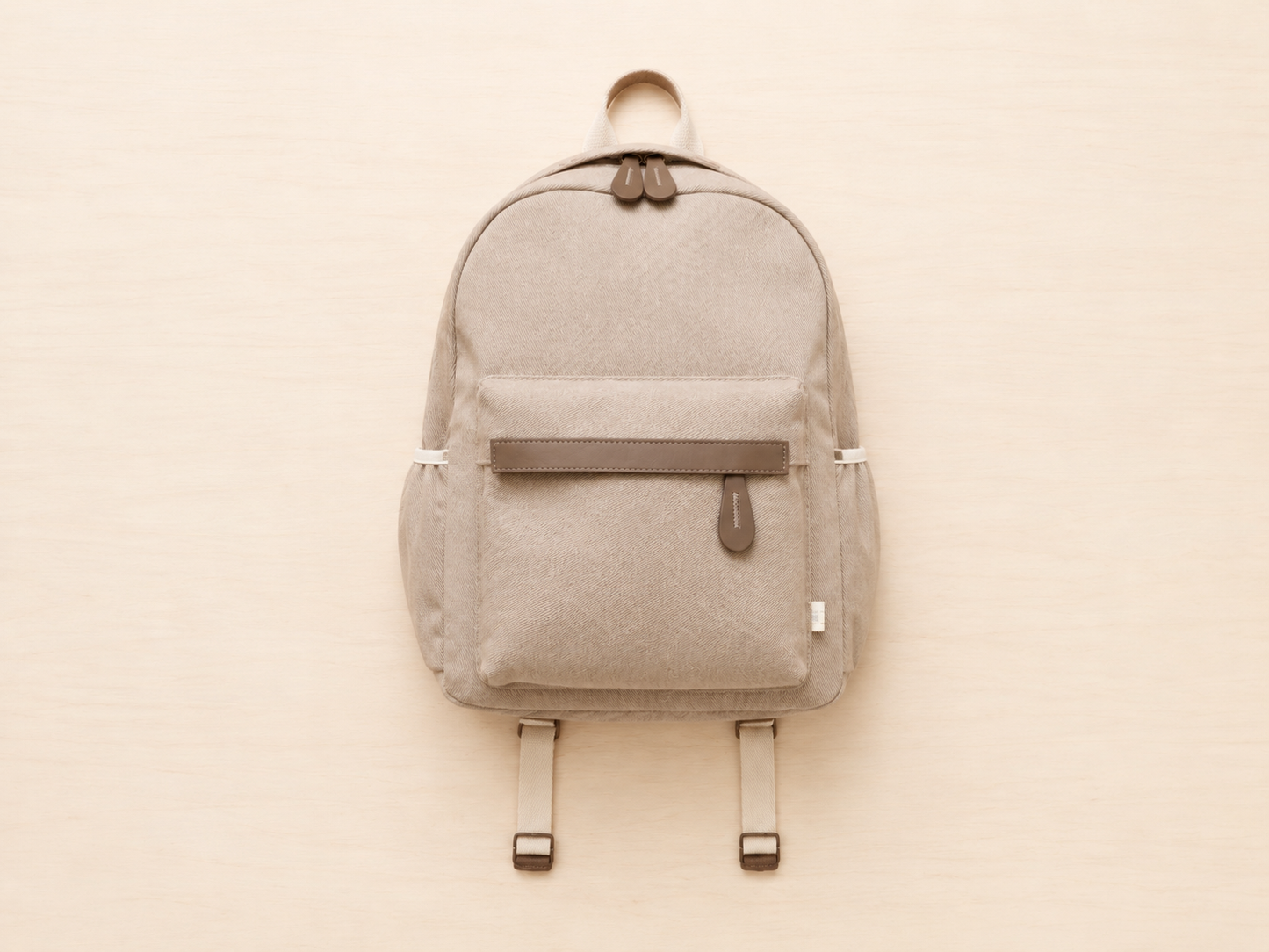 Welcomenest Koala Grey personalised backpack — warm oat-stone hand-embroidered kids bag