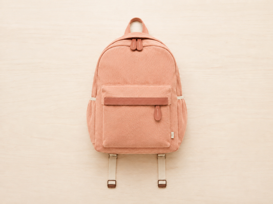 Welcomenest Blush personalised backpack — soft pink hand-embroidered kids bag