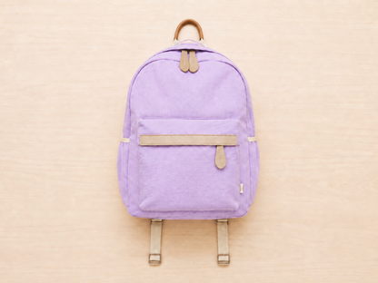 Welcomenest Lavender personalised backpack — soft lilac hand-embroidered kids bag