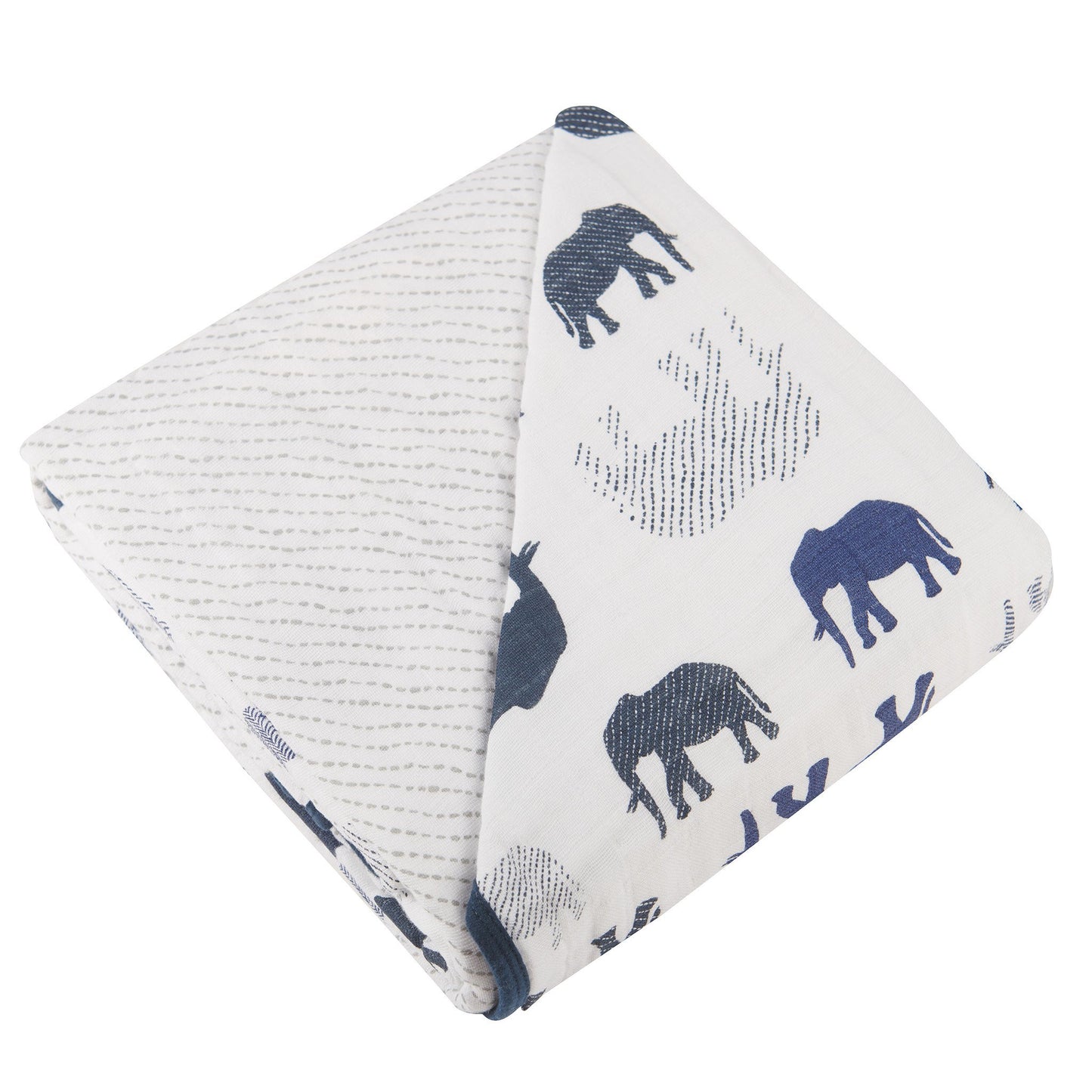 Cotton Baby Blanket — Blue Elephants