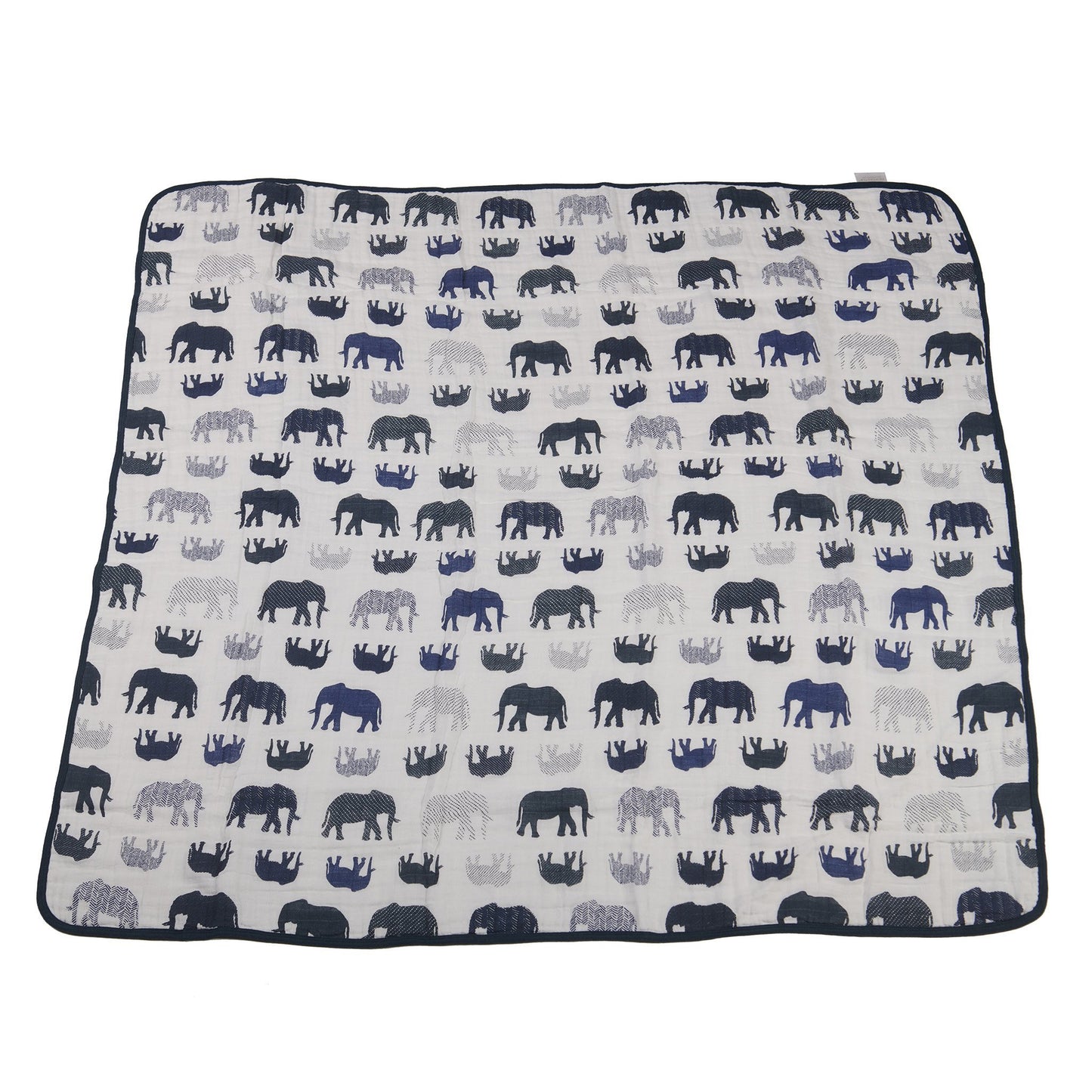 Cotton Baby Blanket — Blue Elephants