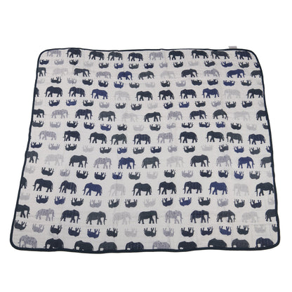 Cotton Baby Blanket — Blue Elephants