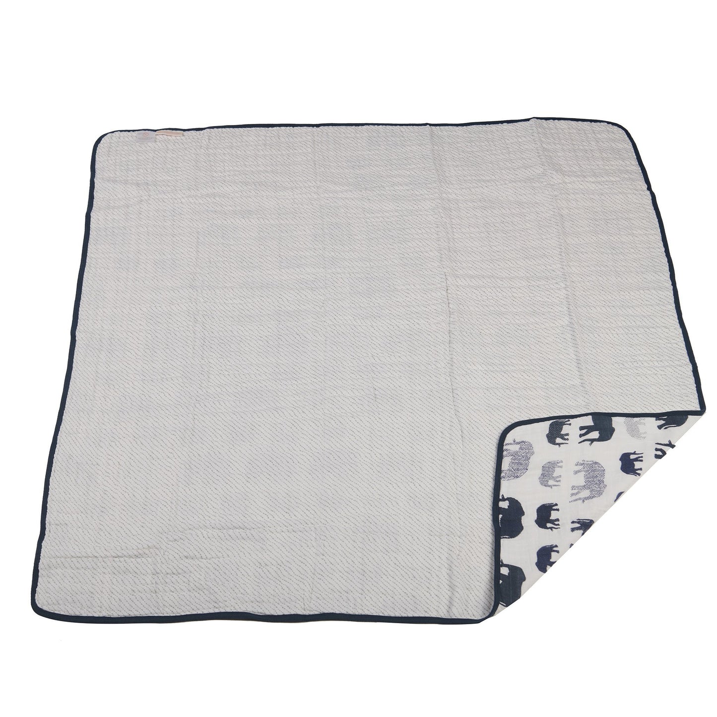 Cotton Baby Blanket — Blue Elephants