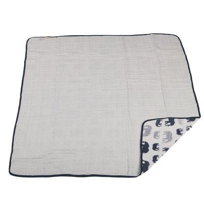 Cotton Baby Blanket — Blue Elephants