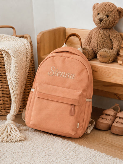 Welcomenest apricot personalised backpack with teddy, name Sienna
